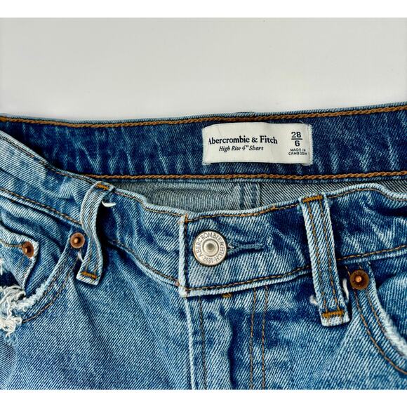 Abercrombie & Fitch 28/6 High Rise 4” Short Distressed Mom Jean Casual - Picture 3 of 9